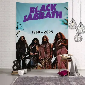 Black Sabbath Heavy Metal Band Tapestry, Retro Rock Group Portrait Wall Hanging, Music Decor for Bedroom Dorm Living Room