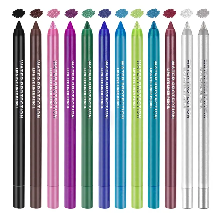 12PCS Colorful Eyeliner Pencils Set Glitter Metallic Eyeliner Pencils Waterproof Long-Lasting