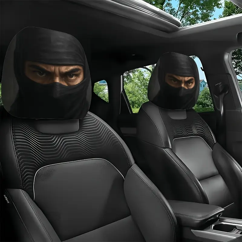 A Pair Of Ninja Patterned Car Pillowcases, Car Accessories Used As Interior Decoration Covers for Daily Driving, Long-distance Travel, Road Self Driving, Upgraded Interior Decoration, And Seat Headrest Protection.
