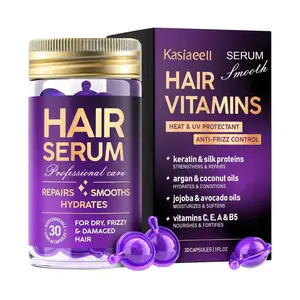 Moroccan Argan Oil Hair Serum Capsules, Haircare Product, Keratin Hair Treatment, Vitamin Enriched Moisturizing No-Needle Treatment, Anti-Frizz Formula, Hydrating, 30 Pieces Per Bottle