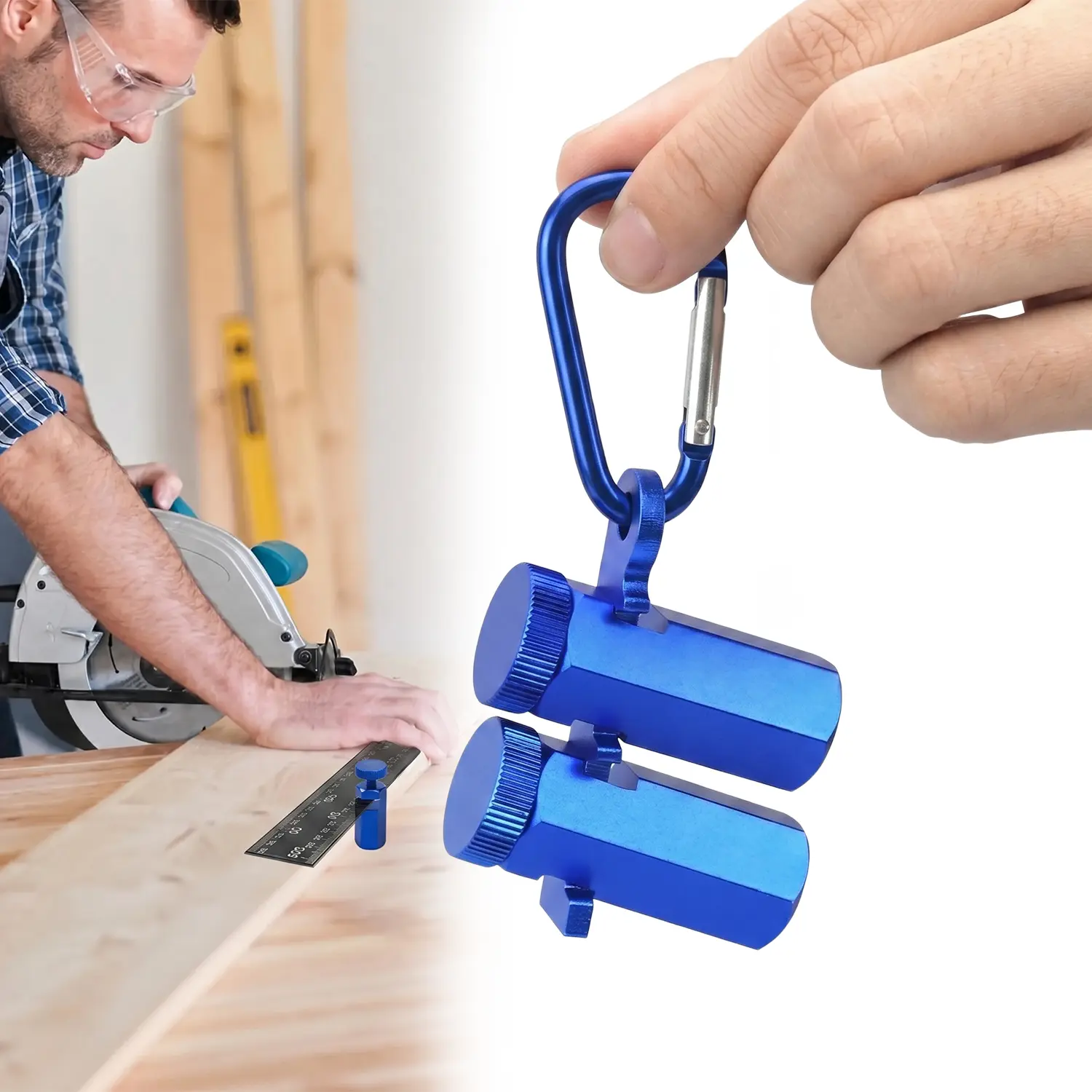 Tall Stair Gauges for Framing Square with Holder and Hook, Framing Jig for Speed Square, Framing Square Stops for Carpentry Squares & Circular Saw