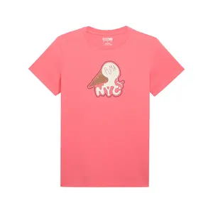 PUMA Womens Graphics Nyc Ice Cream Crew Neck Short Sleeve Casual Tops Casual - Red