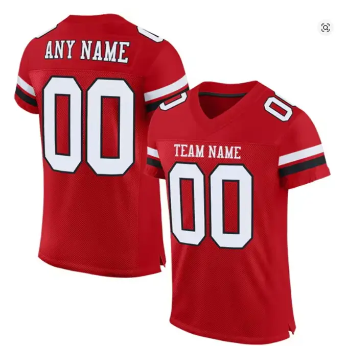 Custom Football Jersey Personalized Name Number V Neck Red Team Shirt Adult Unisex Sports Fan Tee