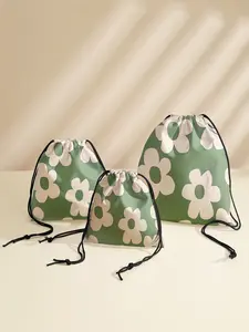 Floral Drawstring Bag, Multi-Purpose Storage Pouch, Portable Travel Dustproof Bag, Mommy Diaper Bag, Jewelry Cosmetic Gift Bag, Multipurpose Storage Bag, Versatile Storage Bag