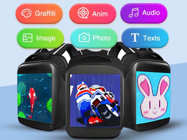 LED Display USB Charging Backpack,Laptop Backpack,DIY Fashion Backpack, Waterproof Shoulder,Fits 15.6 Inch Laptop (Black) randoseru backpack,fathersdaygifts High-Definition Billboard Backpack LED Display USB Charging Backpack,Laptop Backpack,DIY Fashion Backpack, Waterproof Shoulder,Fits 15.6 Inch Laptop (Black) randoseru backpack,fathersdaygifts High-Definition Billboard Backpack