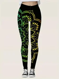 Women's Ultra-Soft Floral Print Leggings – Stretchy, Comfortable Casual Style for Spring, Summer, and Fall