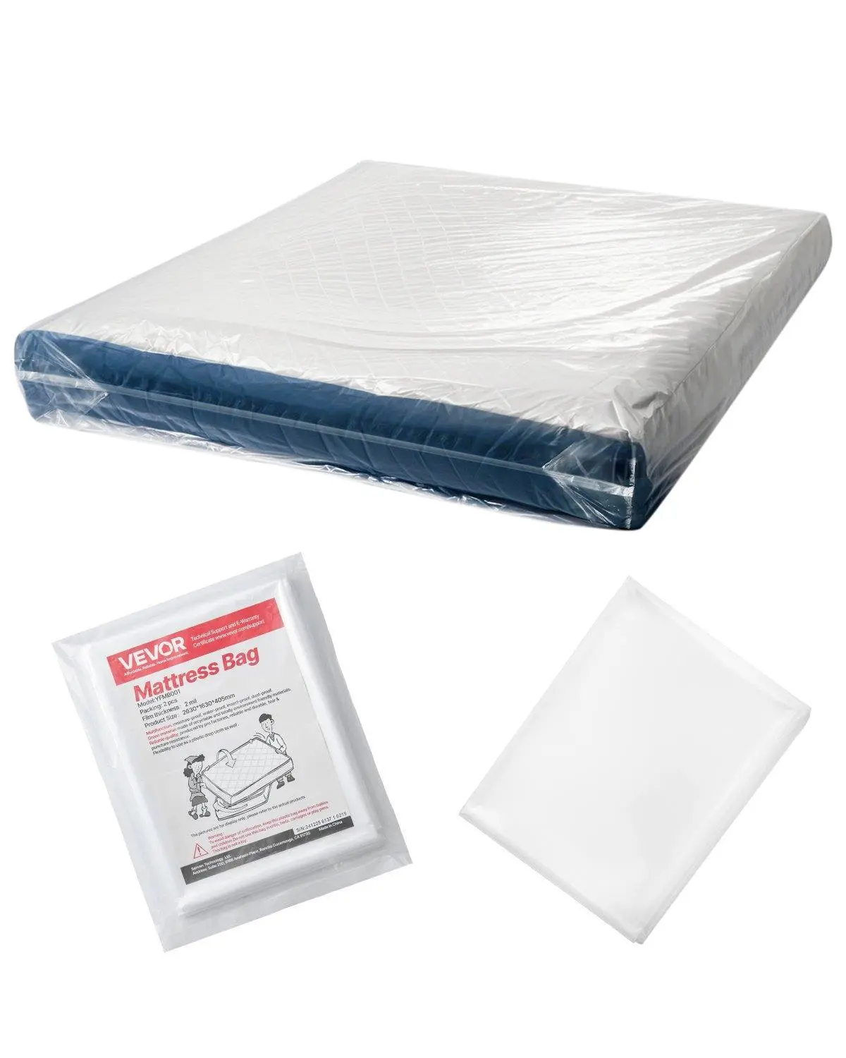 【Summerfinds】VEVOR Plastic Mattress Bag 2 PK Bed Cover for Moving and Storage (2 Mil & Queen Size)