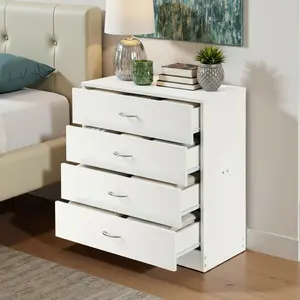 Spaco 4 Drawer Dresser for Bedroom, White Wooden Chest of Drawers, Modern 4 Drawer Chest Storage Dresser for Closet, Living Room, Hallway