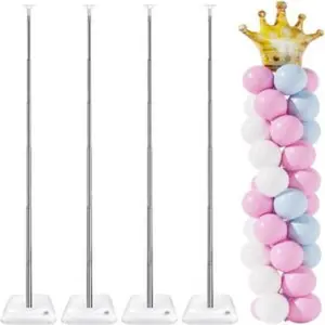 Balloon stand for floor set of 4 66ft adjustable height balloon column kit for floor with metal telescopic pillar for baby shower birthday party graduation wedding decoration