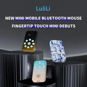 LuliLi Bluetooth Remote Control for Mobile Phones – Blue Pattern, Multi-Function, Voice Control, Photo/Video Capture, Page Turning, Compatible with Android & iPhone, Live Stream Likes,Type-C Charging
