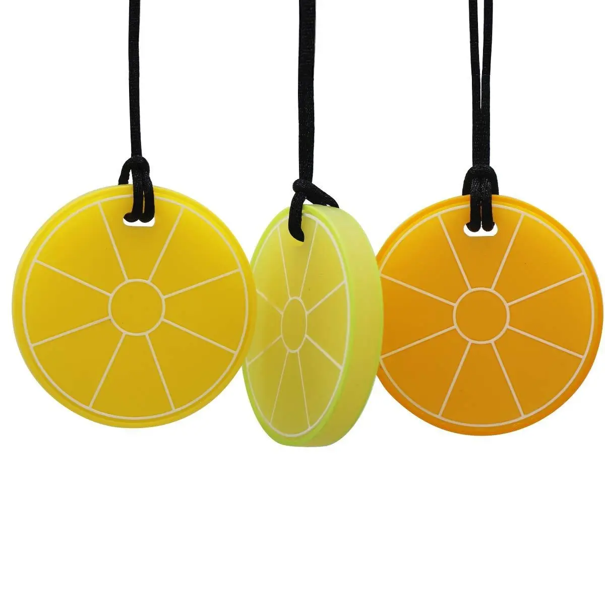 X FNE58 Lemon Sensory Chew Necklace - Chewing Necklace Teething Necklace Teether Necklace for Kids, Boys Girls and Adults - Designed for Chewing, Autism Sensory Teether  (3 Pack)