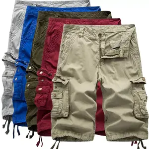 Military Tactical Homme 30-48 Size Long Cargo Shorts Men 2025 for Casual Summer Wear, Plus Size Comfortable Breathable Shorts men's cargo shorts shorts for summer Blue Fabric Menswear Medium loose short mens  gym  shorts Men's Belted Cargo Shorts