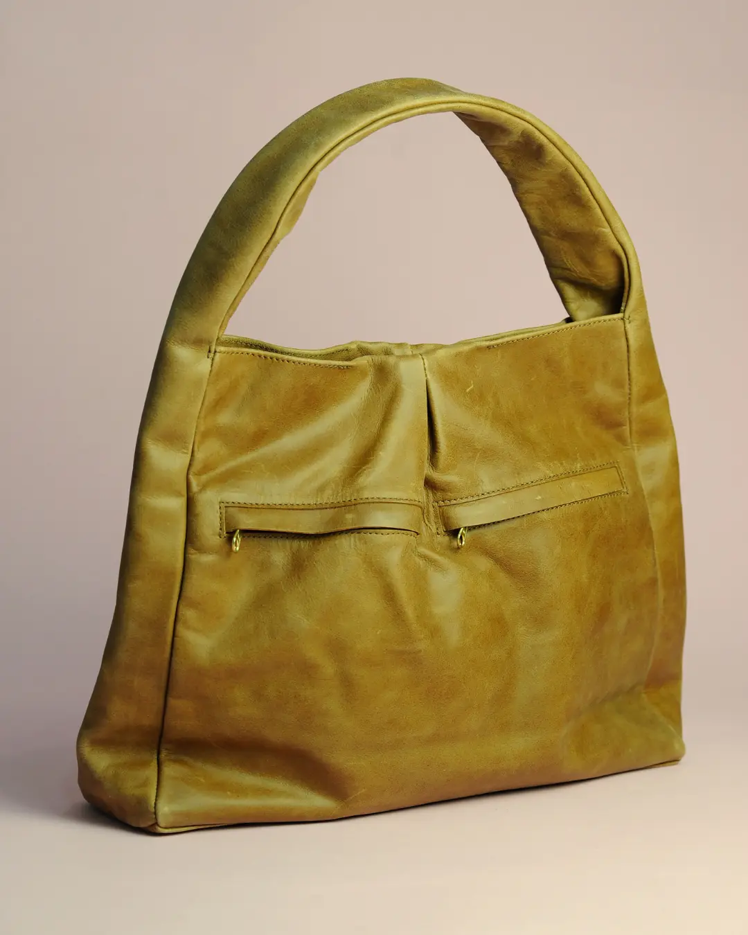 Simply Redd Caramel Brown Leather Hobo Bag