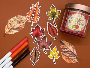 Autumn Leaves Themed Fall Foliage Die Cut Sticker Flakes