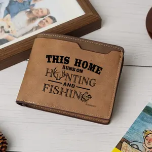 This Home Runs On Hungting and Fishing Camo Deer Leather Wallet,  Hunting Style Outdoor Wallet for Men,Hunting Camo Deer Wallet,  Rugged Outdoor Style Men’s Wallet