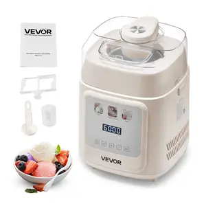 fathersdaygift VEVOR Upright Automatic Ice Cream Maker with Built-in Compressor, 1 Quart No Pre-freezing Gelato Maker Frozen Yogurt Machine, 4 Modes Electric Sorbet-Maker, Compressor Ice Cream Machine for Home