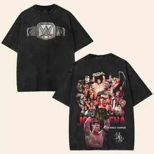Retro John Cena 17 x World Champion Oversize Unisex Acid Wash Tee – WWE Legend Streetwear, crafted for fearless icons Cotton graphic tee t-shirt oversized unisex classic fan gift top Fabric Menswear casual wrestling shirt wwe fan cenashirt
