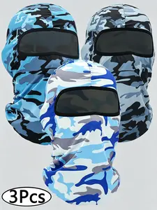 3pcs Lightweight Summer Balaclava Mask, Full Face Sun Hat for Motorcycle Riding, Running, Cycling, Climbing, Camouflage Options, Multiple Combinations, Riding Gear