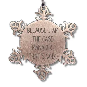 Case Manager Gifts, Funny Quote 'Because I Am The Case Manager. That's Why.' Snowflake Ornament for Christmas, Gifts from Case Managers to Case Managers (Copy)