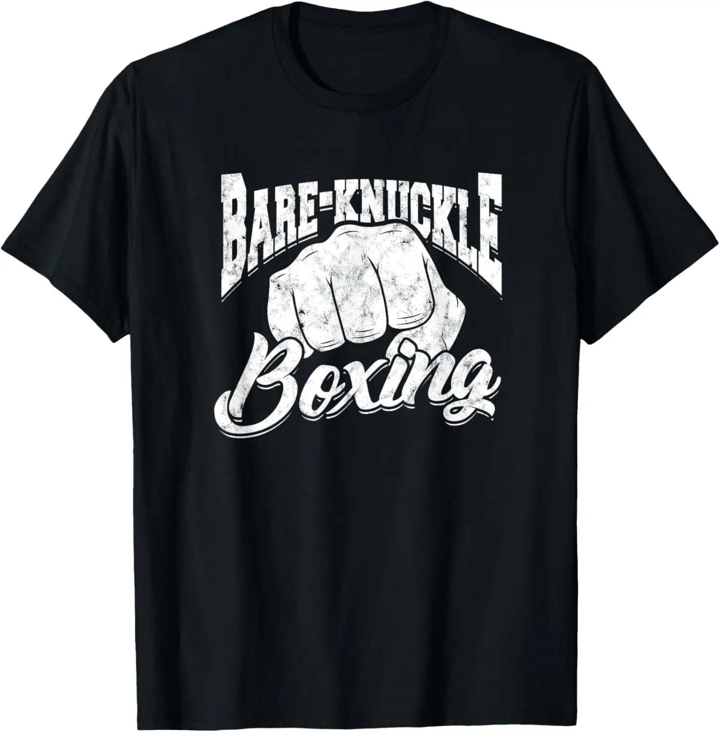 Bare-Knuckle Boxing T-Shirt, Unisex Distressed 100% Cotton Graphic Top, Casual Streetwear Style with Short Sleeves and Round Neck, Shortsleeve, Tshirt, Vintage