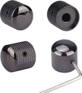Pcs Metal Guitar Knobs Black Volume Tone Speed Control Dome Knob with Allen Keys Screws for Fender Telecaster Gibson Les Paul Electric Guitar Bass Accessories (Black Nil)