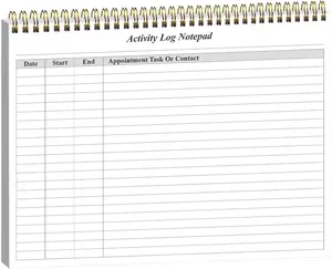 Activity Log Notepad - Spiral Activity Log Book for Business Work, Undated Weekly  Notepad, Organized Time Spending, Appointment or Contact, 52 Sheets, 100gsm Paper, 8.5" x 11"
