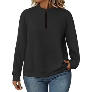 Plus-Size-Sweatshirts for Women Casual Oversized Half Zip Pullover Tops Dressy Long Sleeve Crewneck Blouses Shirts DPS1165