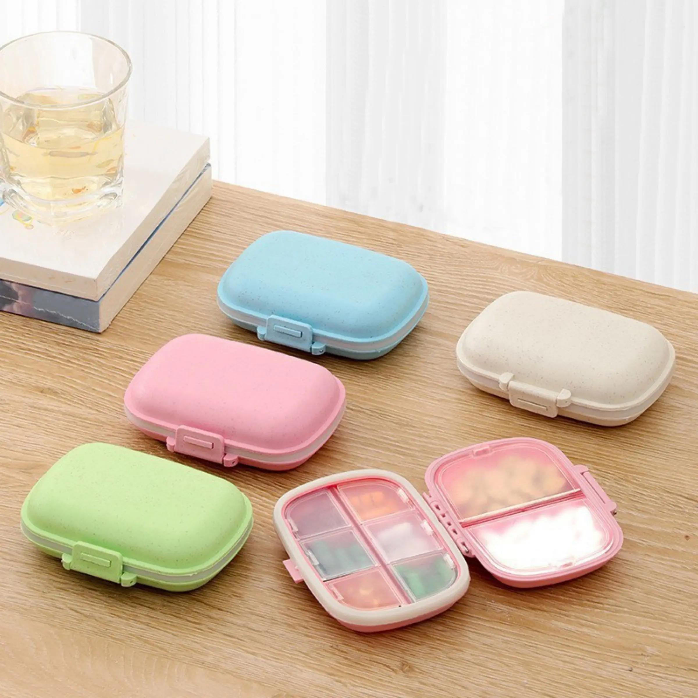 4-Piece Set Travel Pill Organizer, Supplement Organizer, Portable Pill Case, Daily Pill Box to Hold Vitamins, Vitamin Dispenser, Travel Essentials, Small Pill Container for Pocket Purse Medicine Organizer