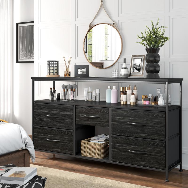 【Storage TV Stands】Raybee 30'' H Dresser with 5 Drawers,Old School & Chill Vibe TV Stands with Cabinets for Living Room with LED & Charge Station(2 USB Ports & 2 Power Outlets), Match 50 Inches TV,Combining Aesthetics with Practicality 【Storage TV Stands】Raybee 30'' H Dresser with 5 Drawers,Old School & Chill Vibe TV Stands with Cabinets for Living Room with LED & Charge Station(2 USB Ports & 2 Power Outlets), Match 50 Inches TV,Combining Aesthetics with Practicality