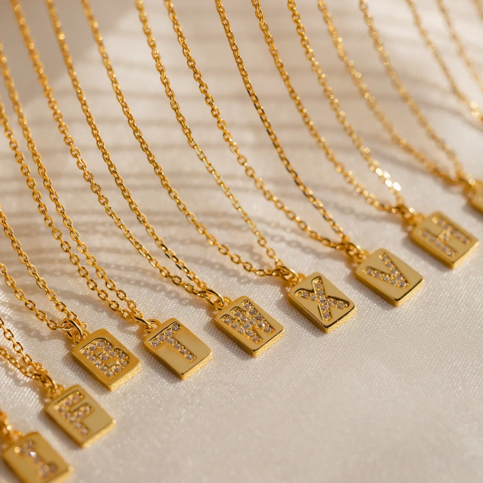 Mini Pave Initial Tag Necklace by Caitlyn Minimalist