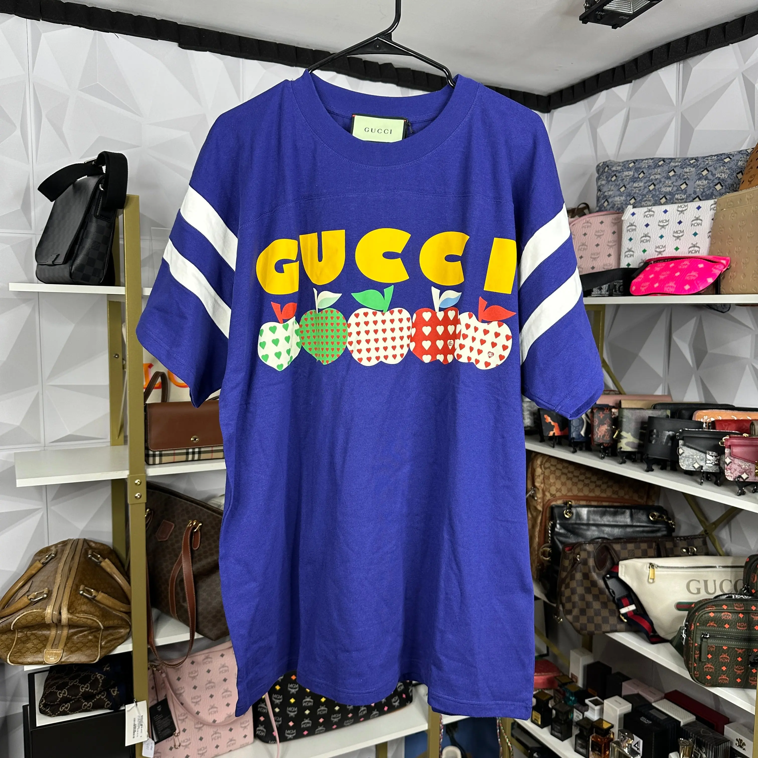 Pre-owned Gucci Blue Les Pommes T Shirt