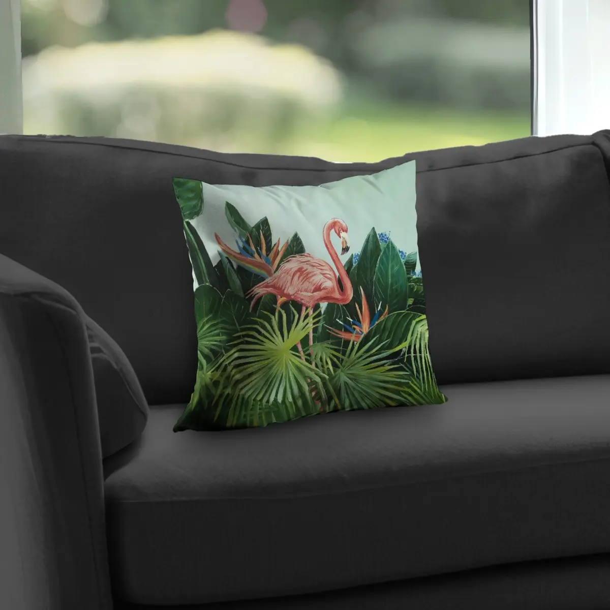 Begin Home Decor C1PT1414P80LR9 14x14 in. Tropical Flamingo Botanical Home Decorative Cushion, Throw Pillow Insert, Durable Cushions