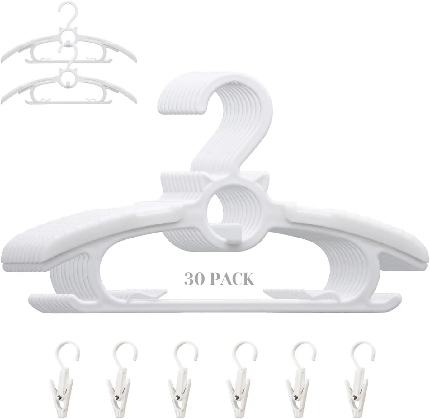 Baby Nursery Closet Hangers, Ultra Thin Non-Slip and Extendable Laundry Infant Pant Hanger for Newborn Clothes 30pcs11"-14'’ Adjustable Children Coat Hanger for Girl Boy Toddler Kids Child
