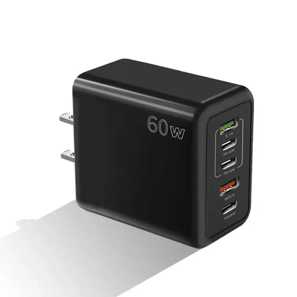 60W 3PD+2USB Ports Adapter, Multifunctional Fast Charging Adapter, 5 Ports Fast Charger For All Phones