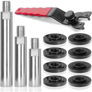 Angle Grinder Extension Shaft Connecting Rod, 12PCS Angle Grinder Attachments with 5/8-11 Thread, Universal Adjustable Grinder Spanner Wrench, 4 Sets of Flange Lock Nut for Grinder Tool