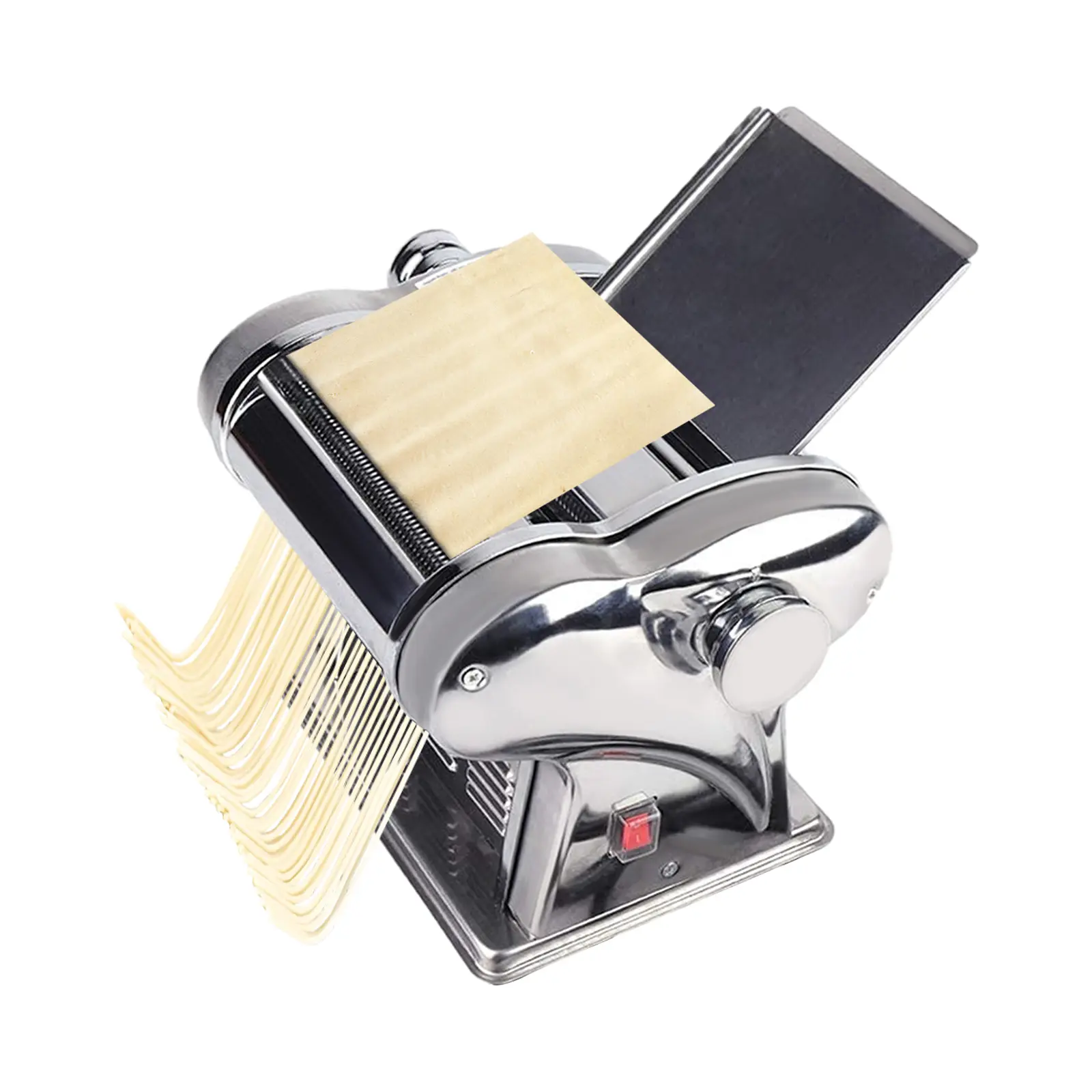 CNCEST Single Unit Reusable Stainless Steel Electric Pasta Dough Sheet Press & Cutter Kitchenware, 135W Quick Press Motor, 8 Gears Adjust Thickness, Dual 2mm/4mm Fettuccine Cutters, 1-Touch Start, Easy Operation, Efficient Cutting Utensil for Home Cooking