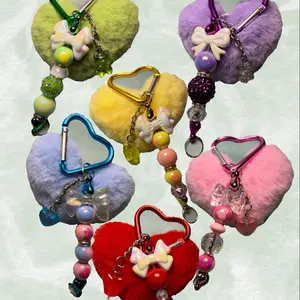 Custom Heart Puff Keychains with Vibrant Beads and Charm Options for Unique Accessory Enhancement