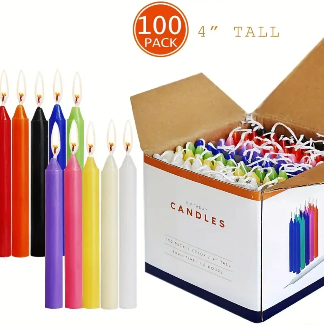 Candles 100 Pack 4-inch Colored Conical Wax Sticks High-Quality Soybean Wax for Holidays Festivals Home Decoration Gift Sets