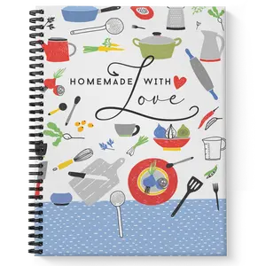 Hardcover Homemade With Love 8.5" x 11" Spiral Recipe Notebook, 120 Pages, Soft Touch Matte Laminated Cover, Black Wire-o Spiral. Made in the USA