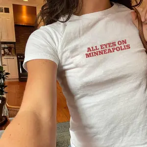 All Eyes On Minneapolis Y2k Baby Tee, Pro Immigrant Shirt, Social Justice Shirt, Immigration Shirt, Minnesota Protest Shirt, Anti ICE Tee
