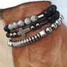 Men's Street Trend Beaded & Cross Charm Bracelet Set, 3pcs/Set Trendy Matching Stackable Bracelets, Hip Hop Vintage Jewelry Gift for Boyfriend Beaded Bracelet Pack