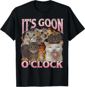 Gooning O'clock Funny Cat Meme Bootleg Graphic T-Shirt