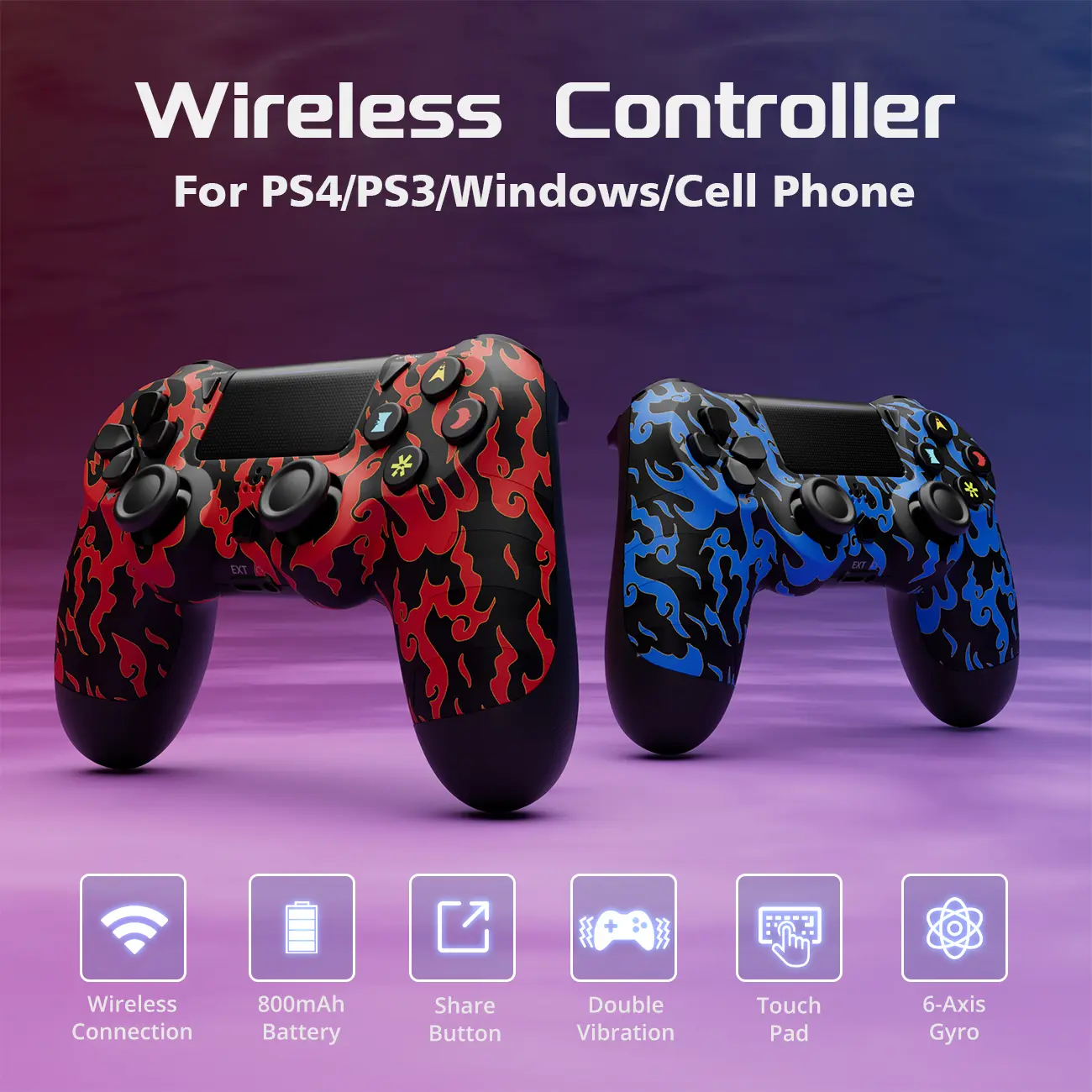 Wireless Game Controller for PS4/PS3/PC/Android/iOS, With Double Vibration,  Touch Pad, Six Axis Motion Control, Charging Cable, Perfect For PS4 Games -  TikTok Shop