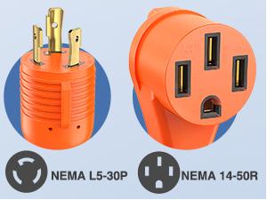 Nilight RV Generator Adapter Cord 30Amp to 50 Amp 3 Prong Pure Copper Heavy Duty Twist Lock Male Plug 10 Gauge Wire L5-30P 14-50R 30M/50F for RVs Camper Caravan Van Trailer