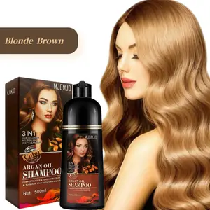 Blonde Brown Argan Oil Hair Color Shampoo-3 In 1 Hair Dye For Grey Coverage,Herbal Ingredients,16.9Fl Oz