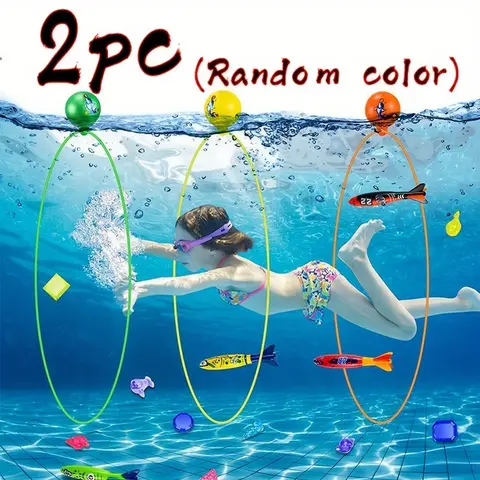 PVC Floating Inflatable Double Dive Ring & Toys Set - Manual Inflation with Hand Pump, Water Play Gear for Diving Practice, Parent-Child Water Interaction, Children Development & Learning, Kids Summer Pool Gift