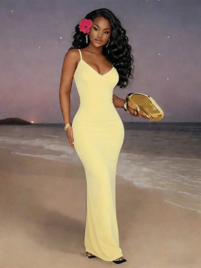 knee length dresses for ladies Sexy Solid Tank Long Bodycon Dress main image 0