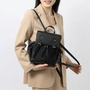 1pc Cowhide Backpack, Women's Anti-theft Storage Handbag, Spacious Travel Bag, Retro Style Trendy Rucksack.