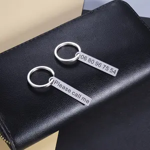 1pc Custom Stainless Steel Keychain - Personalized Name & Phone Number Engraving/Text, Double-Sided Printing, Customizable Key Ring & Pendant for Men, Pet ID Tag, Bag & Backpack Accessory, Durable -Loss Gift Idea (Simple Style, No Design Limitations)