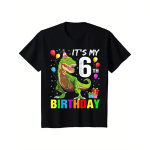 It's My 6th Birthday Happy 6 Year T-Rex Boys T-Shirt for Boys Soft Fabric, Breathable, Comfortable Short Sleeve Toddler Tees Perfect for Summer Toddler Boys Shirts Kids  (3-13Y)
